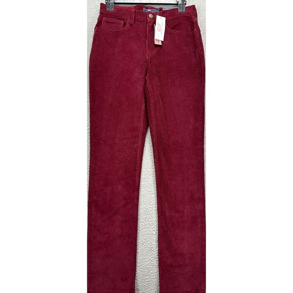Vineyard Vines Corduroy Pants Mens 28X32 Dark Burgundy 5 Pocket Straight Leg NEW - Picture 1 of 15